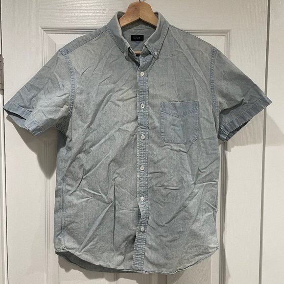 J Crew Faded Jean Button Up Short Sleeve - Medium - $30 - Picture 2 of 9